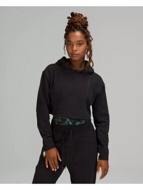 LULULEMON Team Canada All Yours Cropped Hoodie CPC Logo Size 12 Washed Black